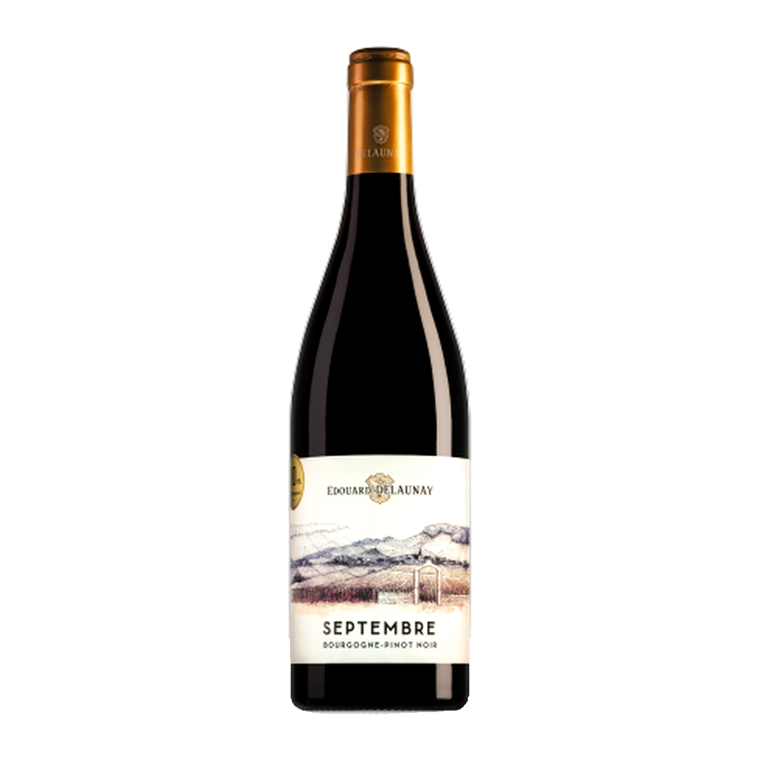 Septembre Bourgogne Pinot Noir 2022 – Edouard Delaunay fles op witte achtergrond zonder schaduw