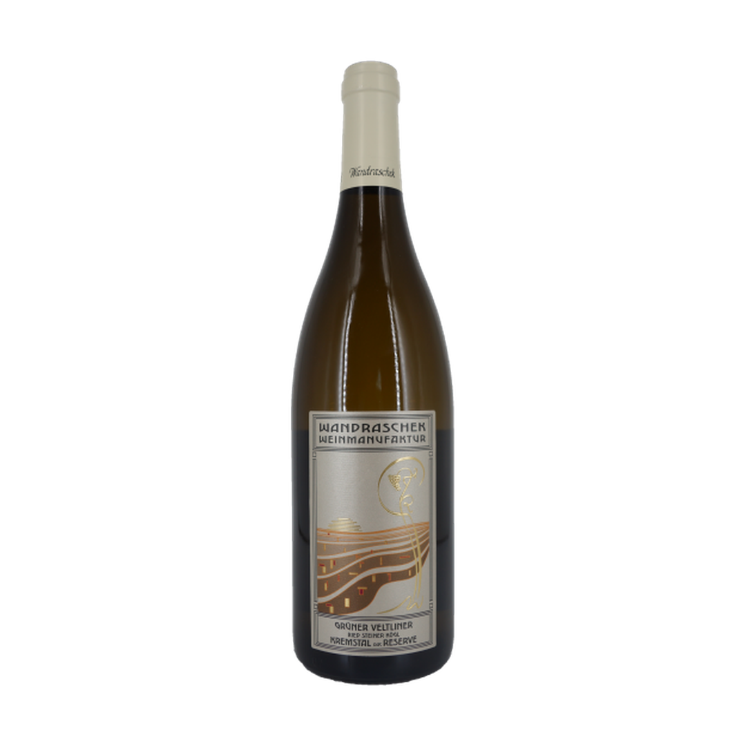 Grüner Veltliner Steiner Kögl Reserve – Wandraschek fles op witte achtergrond
