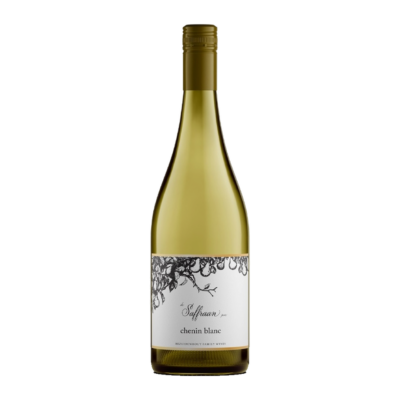 Saffraan Chenin Blanc - Leenders fles op witte achtergrond zonder schaduw